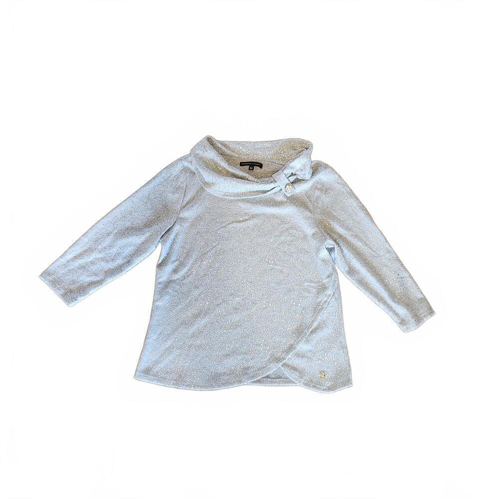 Silver Metallic Wrap-Front Women's Top
